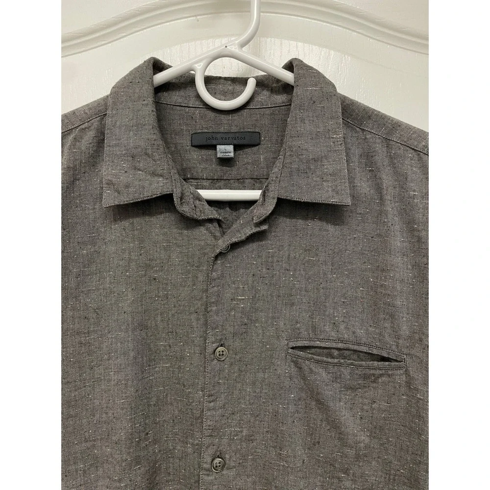 John Varvatos Textured Casual Collared Button Down Date Night Shirt - Sz Large - Picture 3 of 9